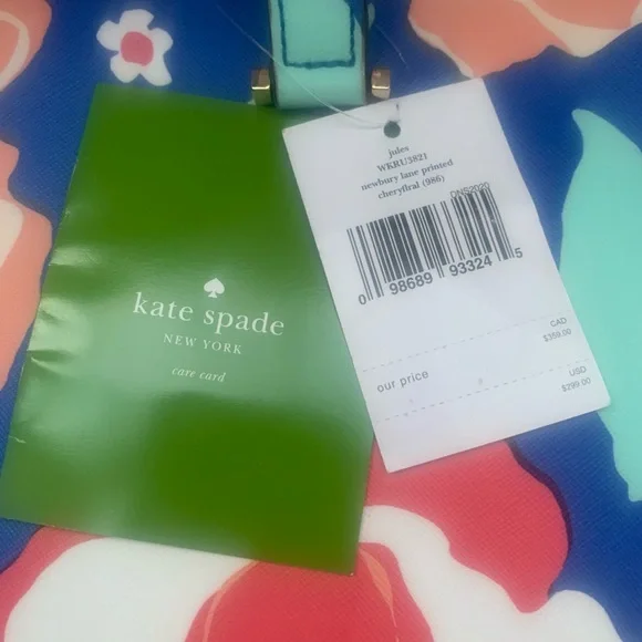 kate spade Jules Newbury Lane Cherry Floral Printed Vinyl Tote **NEW WITH TAGS** - Picture 8 of 12